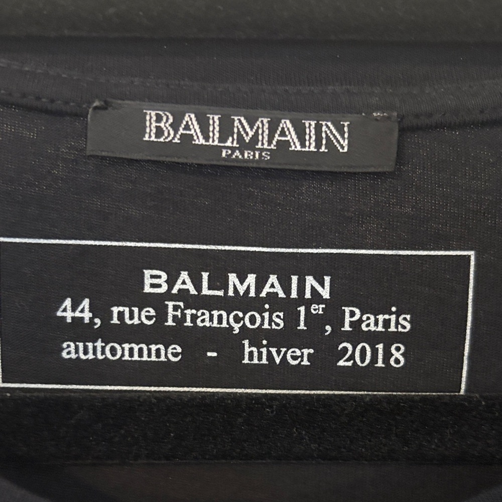Balmain Black and White Graffiti Crest T-Shirt - Picture 6 of 9